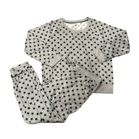 Muk Lucks Women's Butter Knit Loungewear Set Gray Black Size L - Picture 1 of 15